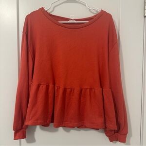 Joe Fresh X Jillian Harris NWOT Orange Peplum Top Sweater Size Large Women’s